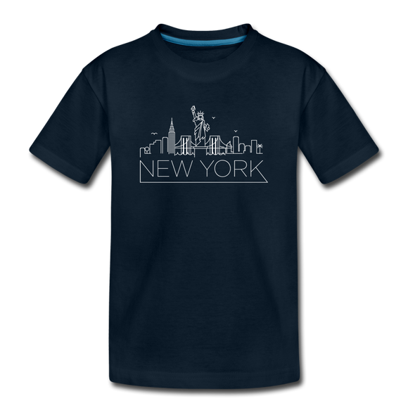 New York Youth T-Shirt - Skyline Youth New York Tee - deep navy