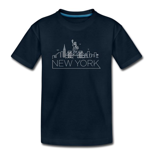 New York Youth T-Shirt - Skyline Youth New York Tee - deep navy