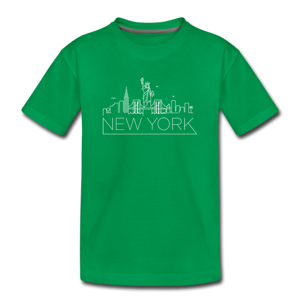 New York Youth T-Shirt - Skyline Youth New York Tee - kelly green