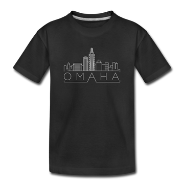 Omaha, Nebraska Youth T-Shirt - Skyline Youth Omaha Tee - black