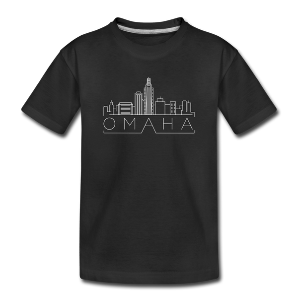 Omaha, Nebraska Youth T-Shirt - Skyline Youth Omaha Tee - black