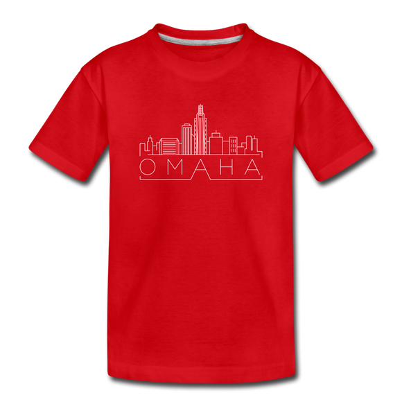 Omaha, Nebraska Youth T-Shirt - Skyline Youth Omaha Tee - red