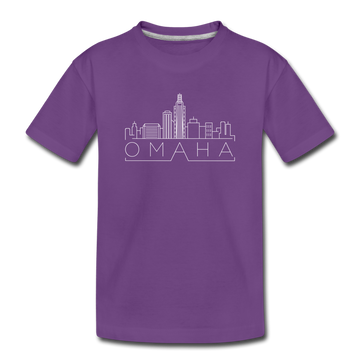 Omaha, Nebraska Youth T-Shirt - Skyline Youth Omaha Tee - purple