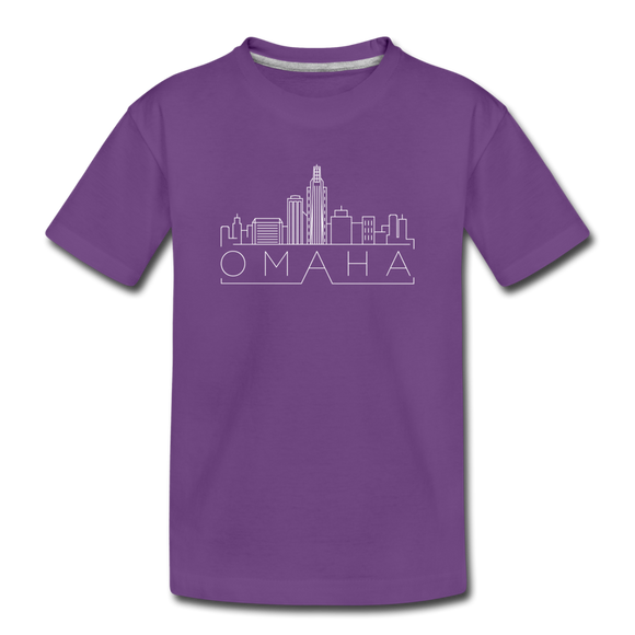 Omaha, Nebraska Youth T-Shirt - Skyline Youth Omaha Tee - purple