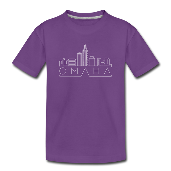 Omaha, Nebraska Youth T-Shirt - Skyline Youth Omaha Tee - purple