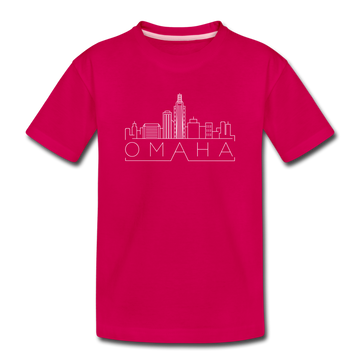 Omaha, Nebraska Youth T-Shirt - Skyline Youth Omaha Tee - dark pink