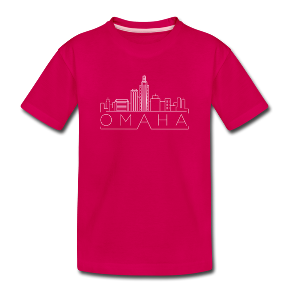 Omaha, Nebraska Youth T-Shirt - Skyline Youth Omaha Tee - dark pink