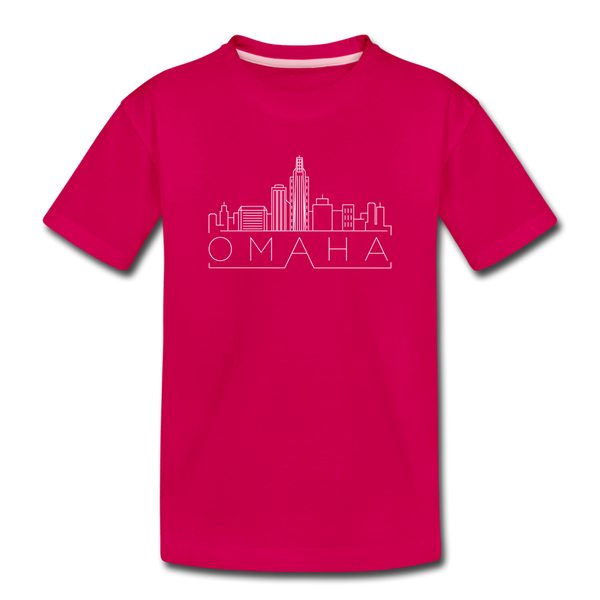 Omaha, Nebraska Youth T-Shirt - Skyline Youth Omaha Tee - dark pink
