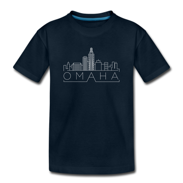 Omaha, Nebraska Youth T-Shirt - Skyline Youth Omaha Tee - deep navy