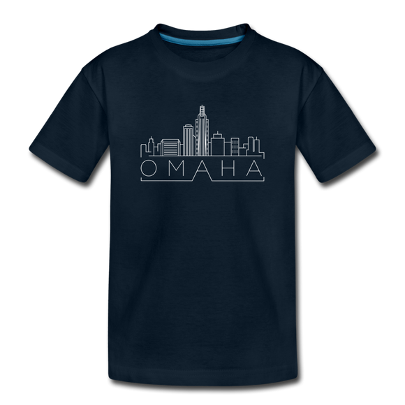 Omaha, Nebraska Youth T-Shirt - Skyline Youth Omaha Tee - deep navy