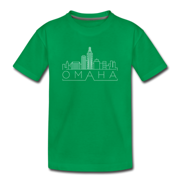 Omaha, Nebraska Youth T-Shirt - Skyline Youth Omaha Tee - kelly green