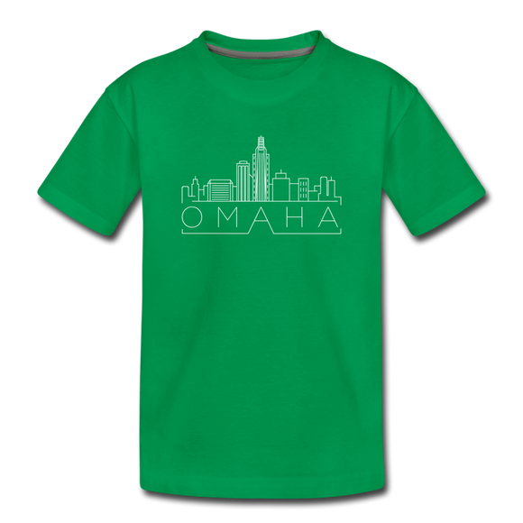 Omaha, Nebraska Youth T-Shirt - Skyline Youth Omaha Tee - kelly green