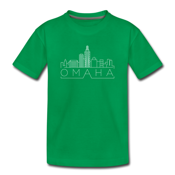 Omaha, Nebraska Youth T-Shirt - Skyline Youth Omaha Tee - kelly green