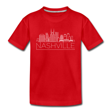 Nashville, Tennessee Youth T-Shirt - Skyline Youth Nashville Tee - red