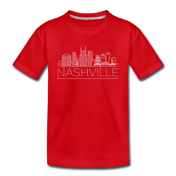 Nashville, Tennessee Youth T-Shirt - Skyline Youth Nashville Tee - red