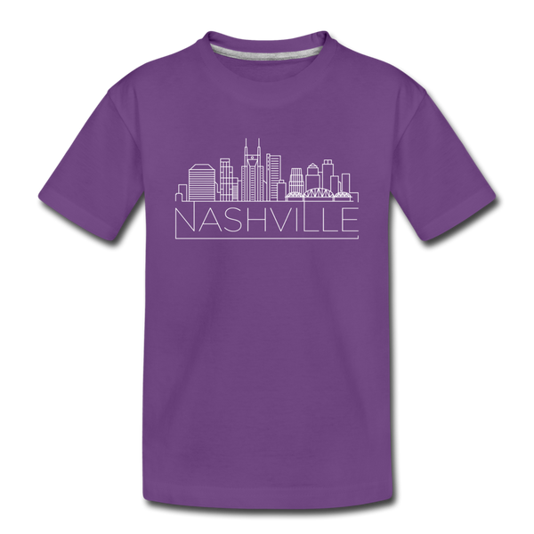 Nashville, Tennessee Youth T-Shirt - Skyline Youth Nashville Tee - purple