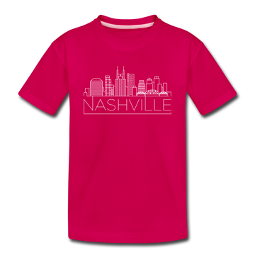 Nashville, Tennessee Youth T-Shirt - Skyline Youth Nashville Tee - dark pink