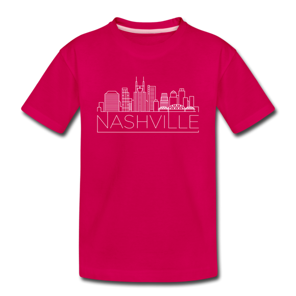 Nashville, Tennessee Youth T-Shirt - Skyline Youth Nashville Tee - dark pink