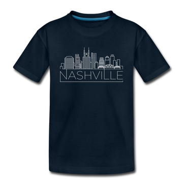Nashville, Tennessee Youth T-Shirt - Skyline Youth Nashville Tee - deep navy