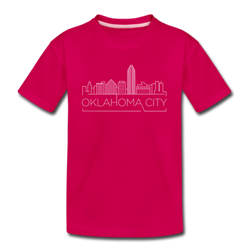 Oklahoma City, Oklahoma Youth T-Shirt - Skyline Youth Oklahoma City Tee - dark pink