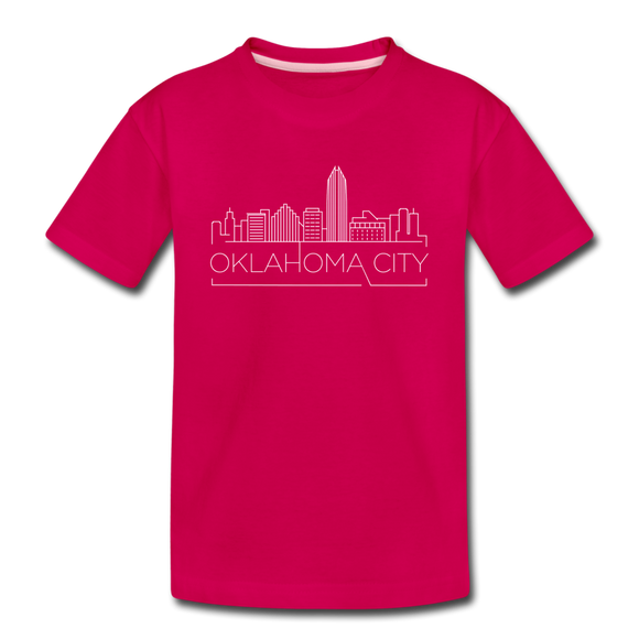 Oklahoma City, Oklahoma Youth T-Shirt - Skyline Youth Oklahoma City Tee - dark pink