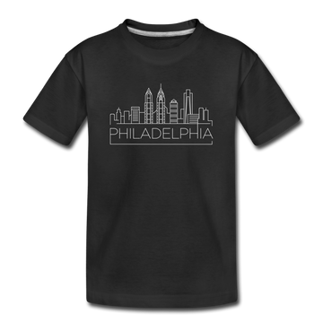 Philadelphia, Pennsylvania Youth T-Shirt - Skyline Youth Philadelphia Tee - black