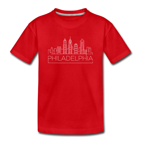 Philadelphia, Pennsylvania Youth T-Shirt - Skyline Youth Philadelphia Tee - red