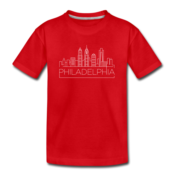 Philadelphia, Pennsylvania Youth T-Shirt - Skyline Youth Philadelphia Tee - red