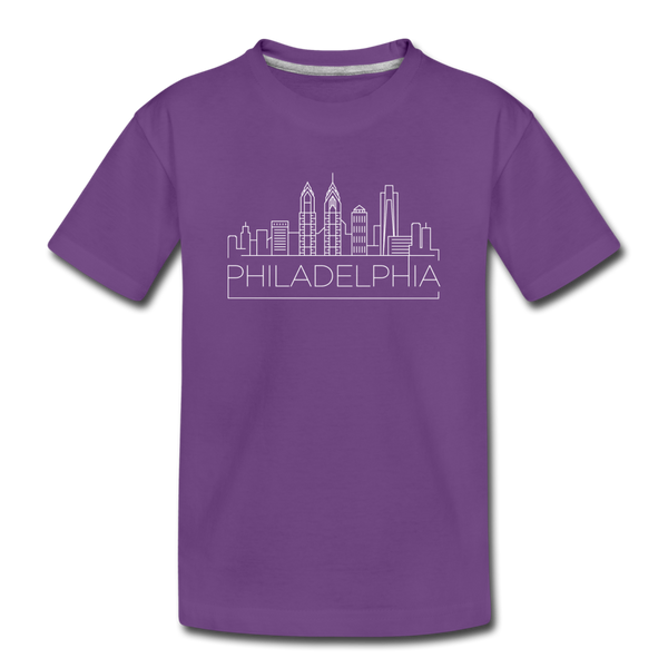 Philadelphia, Pennsylvania Youth T-Shirt - Skyline Youth Philadelphia Tee - purple