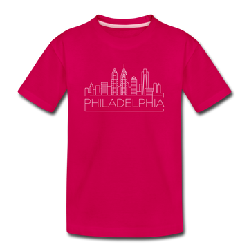 Philadelphia, Pennsylvania Youth T-Shirt - Skyline Youth Philadelphia Tee - dark pink