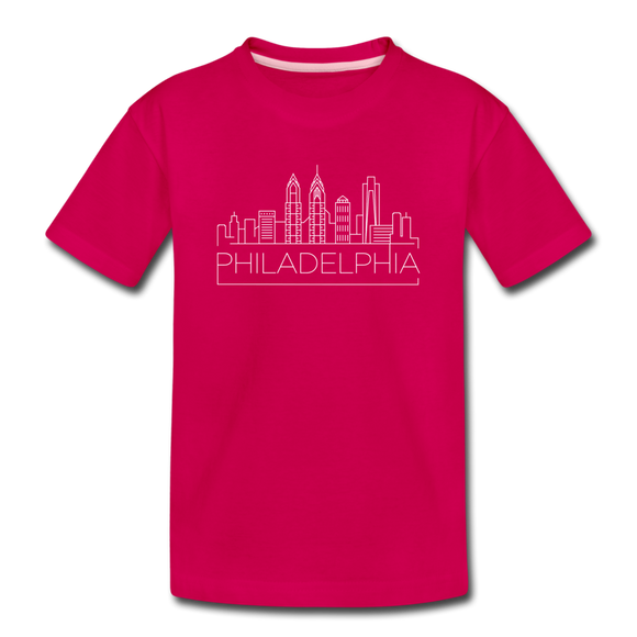 Philadelphia, Pennsylvania Youth T-Shirt - Skyline Youth Philadelphia Tee - dark pink