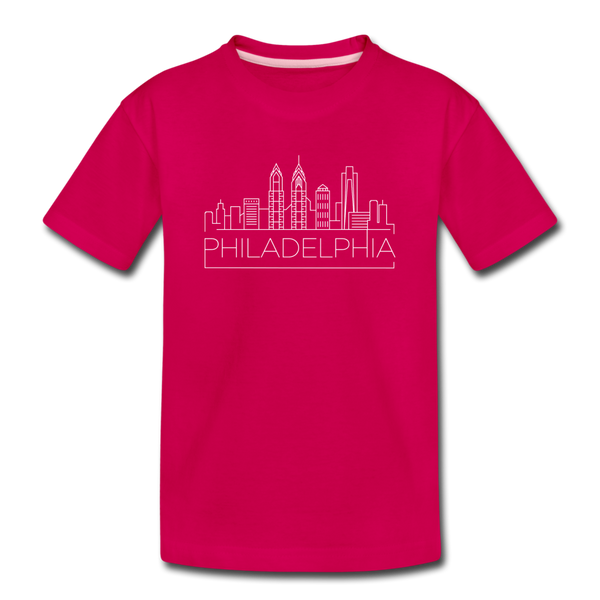 Philadelphia, Pennsylvania Youth T-Shirt - Skyline Youth Philadelphia Tee - dark pink