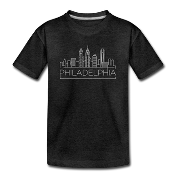 Philadelphia, Pennsylvania Youth T-Shirt - Skyline Youth Philadelphia Tee - charcoal gray