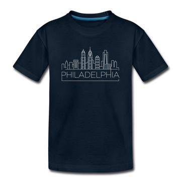 Philadelphia, Pennsylvania Youth T-Shirt - Skyline Youth Philadelphia Tee - deep navy