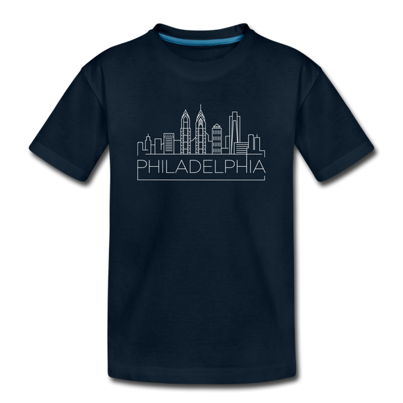 Philadelphia, Pennsylvania Youth T-Shirt - Skyline Youth Philadelphia Tee - deep navy