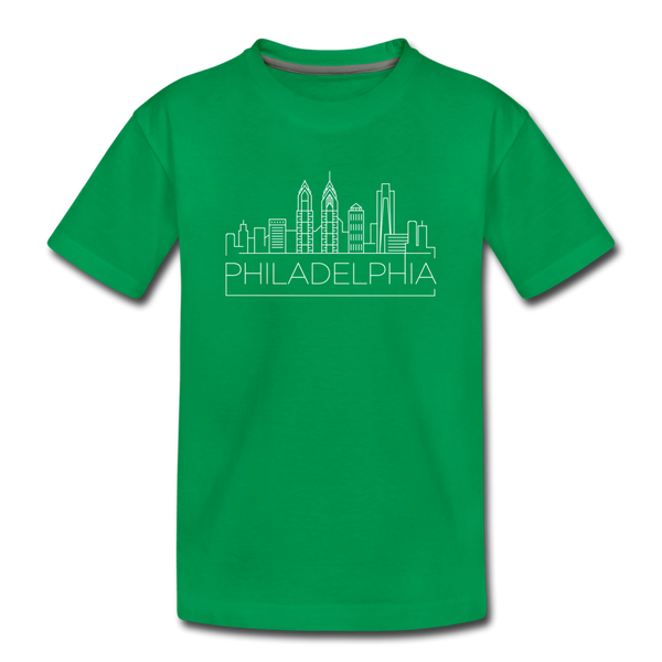 Philadelphia, Pennsylvania Youth T-Shirt - Skyline Youth Philadelphia Tee - kelly green