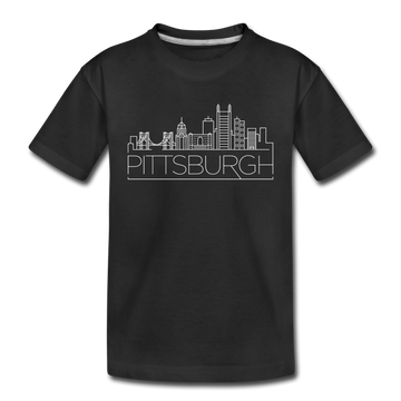Pittsburgh, Pennsylvania Youth T-Shirt - Skyline Youth Pittsburgh Tee - black