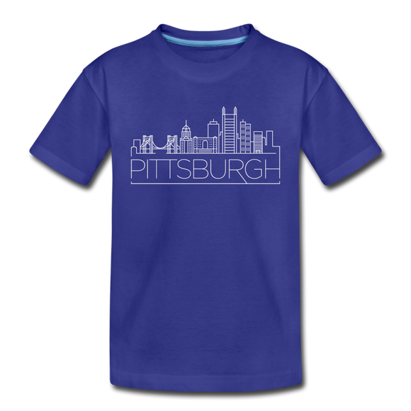 Pittsburgh, Pennsylvania Youth T-Shirt - Skyline Youth Pittsburgh Tee - royal blue