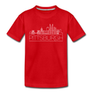 Pittsburgh, Pennsylvania Youth T-Shirt - Skyline Youth Pittsburgh Tee - red