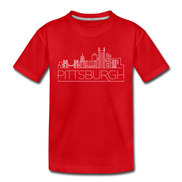 Pittsburgh, Pennsylvania Youth T-Shirt - Skyline Youth Pittsburgh Tee - red
