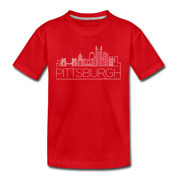 Pittsburgh, Pennsylvania Youth T-Shirt - Skyline Youth Pittsburgh Tee - red