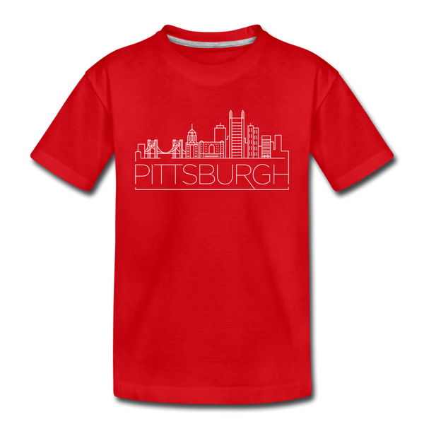 Pittsburgh, Pennsylvania Youth T-Shirt - Skyline Youth Pittsburgh Tee - red