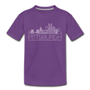 Pittsburgh, Pennsylvania Youth T-Shirt - Skyline Youth Pittsburgh Tee - purple