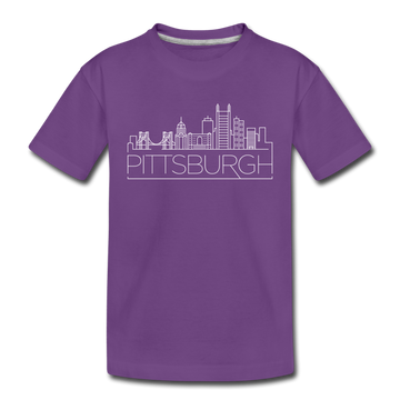 Pittsburgh, Pennsylvania Youth T-Shirt - Skyline Youth Pittsburgh Tee - purple