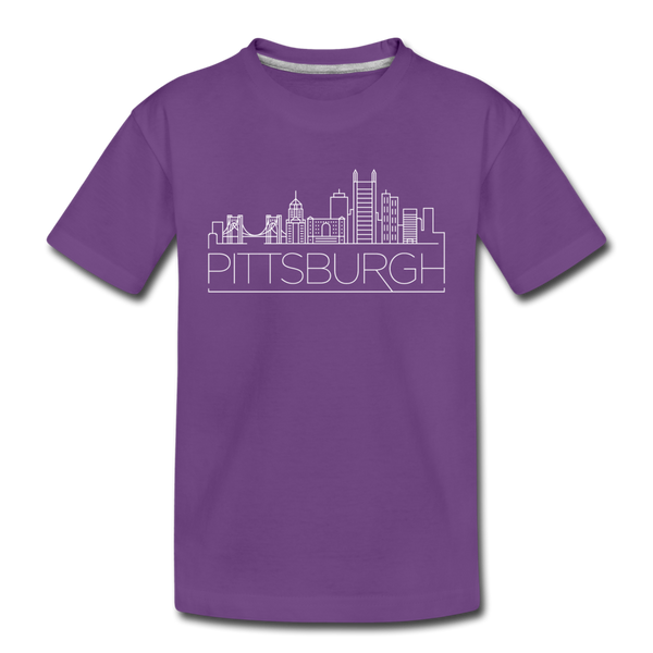 Pittsburgh, Pennsylvania Youth T-Shirt - Skyline Youth Pittsburgh Tee - purple