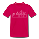 Pittsburgh, Pennsylvania Youth T-Shirt - Skyline Youth Pittsburgh Tee - dark pink
