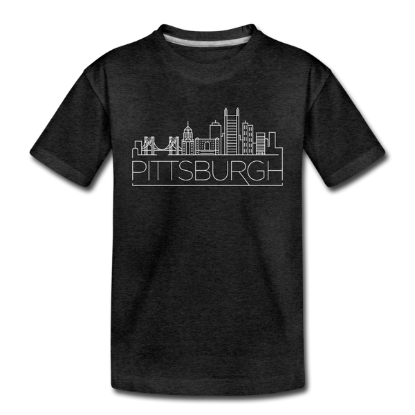 Pittsburgh, Pennsylvania Youth T-Shirt - Skyline Youth Pittsburgh Tee - charcoal gray