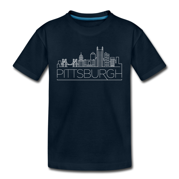 Pittsburgh, Pennsylvania Youth T-Shirt - Skyline Youth Pittsburgh Tee - deep navy