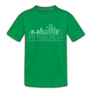 Pittsburgh, Pennsylvania Youth T-Shirt - Skyline Youth Pittsburgh Tee - kelly green