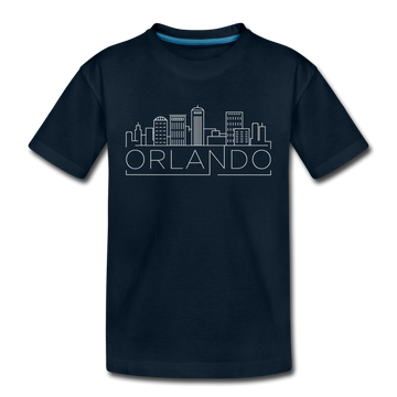 Orlando, Florida Youth T-Shirt - Skyline Youth Orlando Tee - deep navy